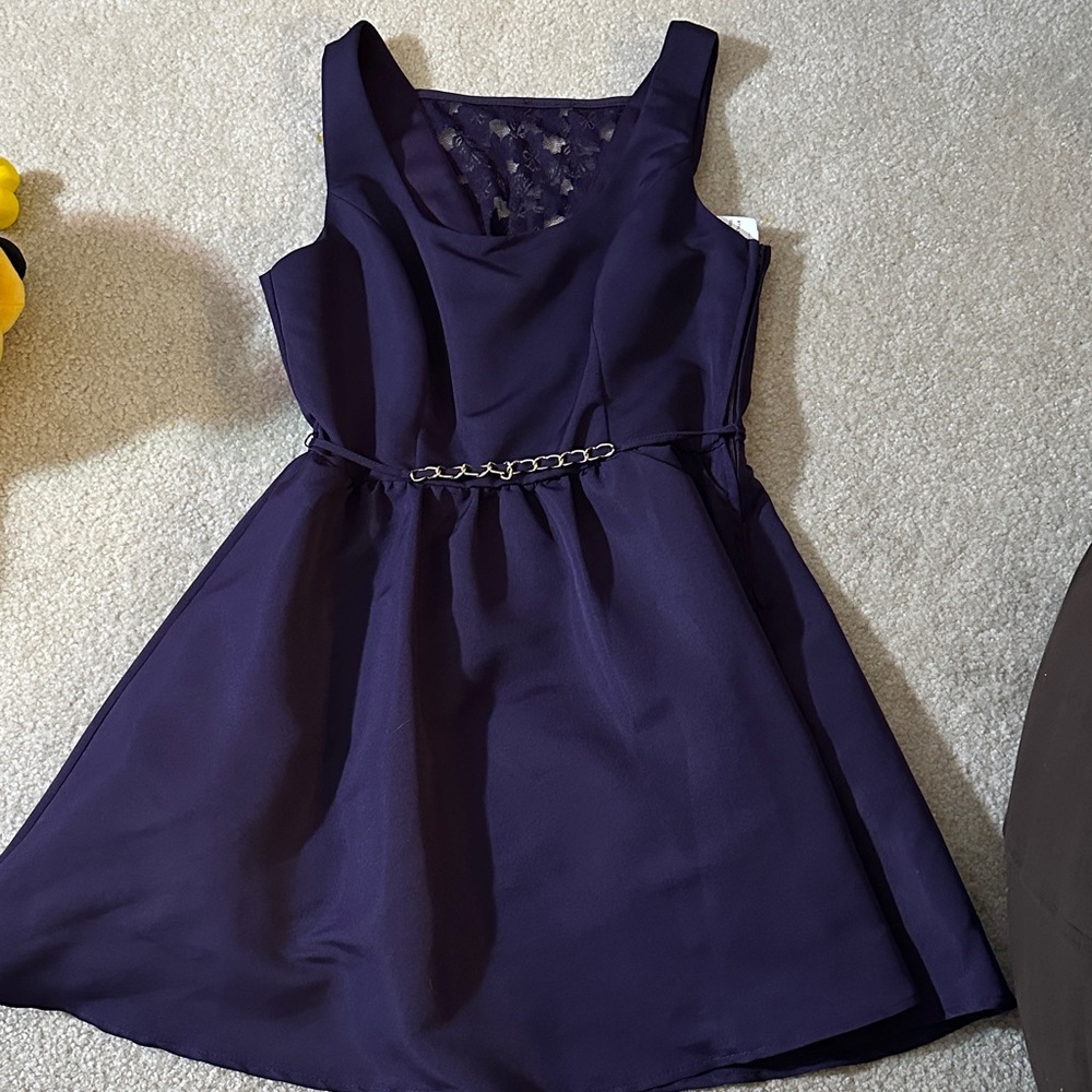 Teeze Me Purple Dress with Chain Accent